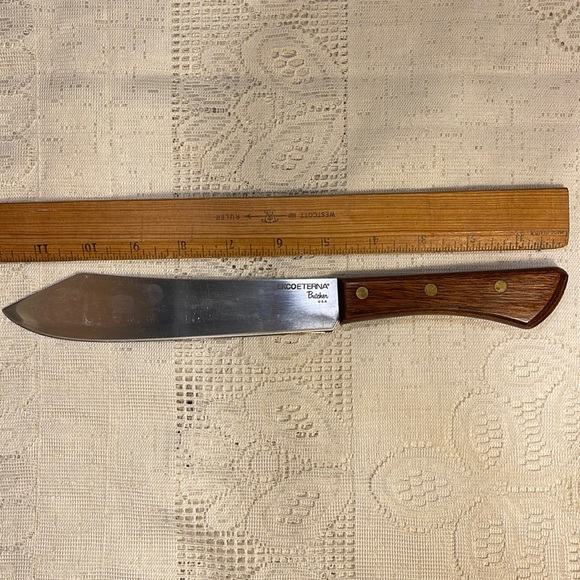 Ekco Eterna Vintage Butcher knife wooden handle straight Sharp Blade EUC - Picture 3 of 5